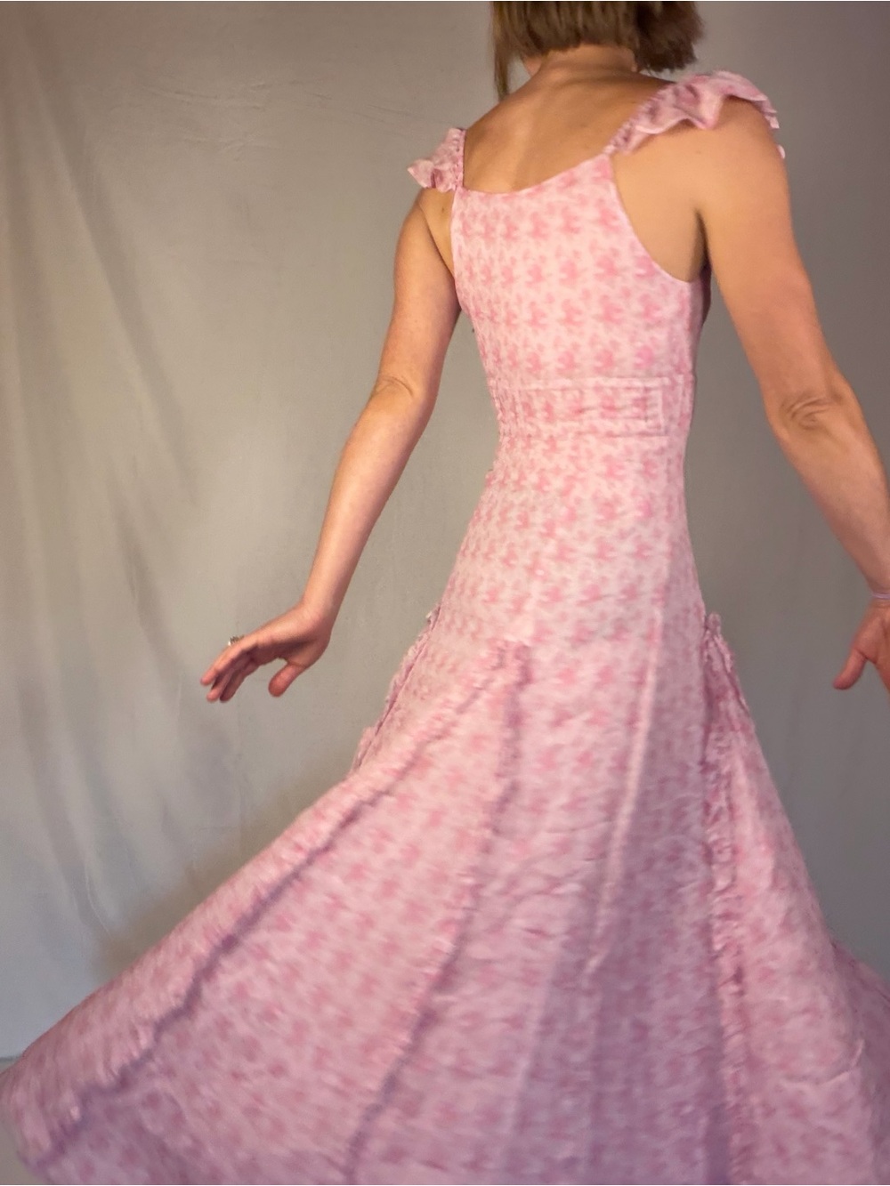 LoveShackFancy Pink Ruffled Strap Floral Maxi Dress - Picture 8 of 8